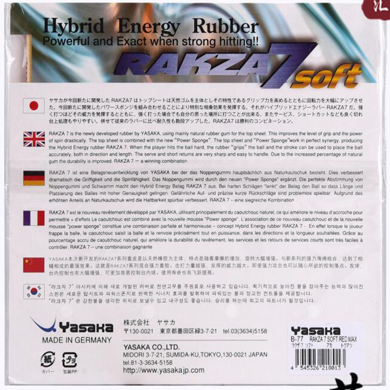 Originele yasaka RAKZA 7 zacht - Table Tennis Joola recensie en prijs